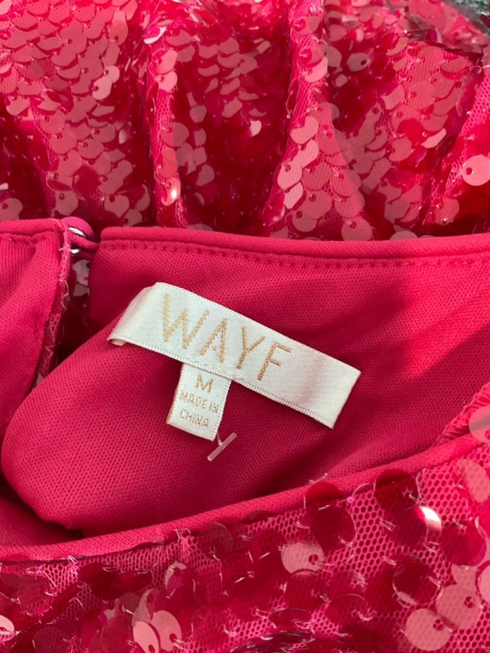 WAYF Pink Sequin Short Sleeve Top Blouse Size Medium - Picture 5 of 7